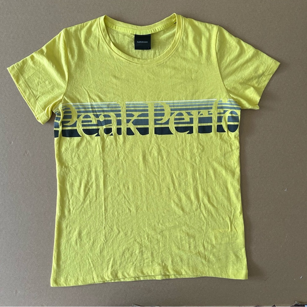 Peak Performance Women Explore Logo Tee Sz Small  Chartreuse Baby Shirt Skiwear